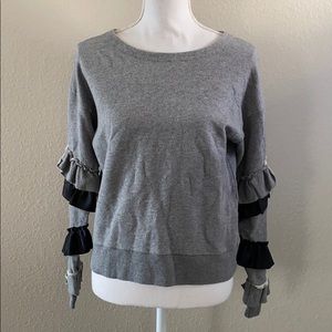 J Crew Scoop Neck Ruffle Sleeve Crew Neck